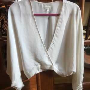 Silence + Noise White Silk Blouse